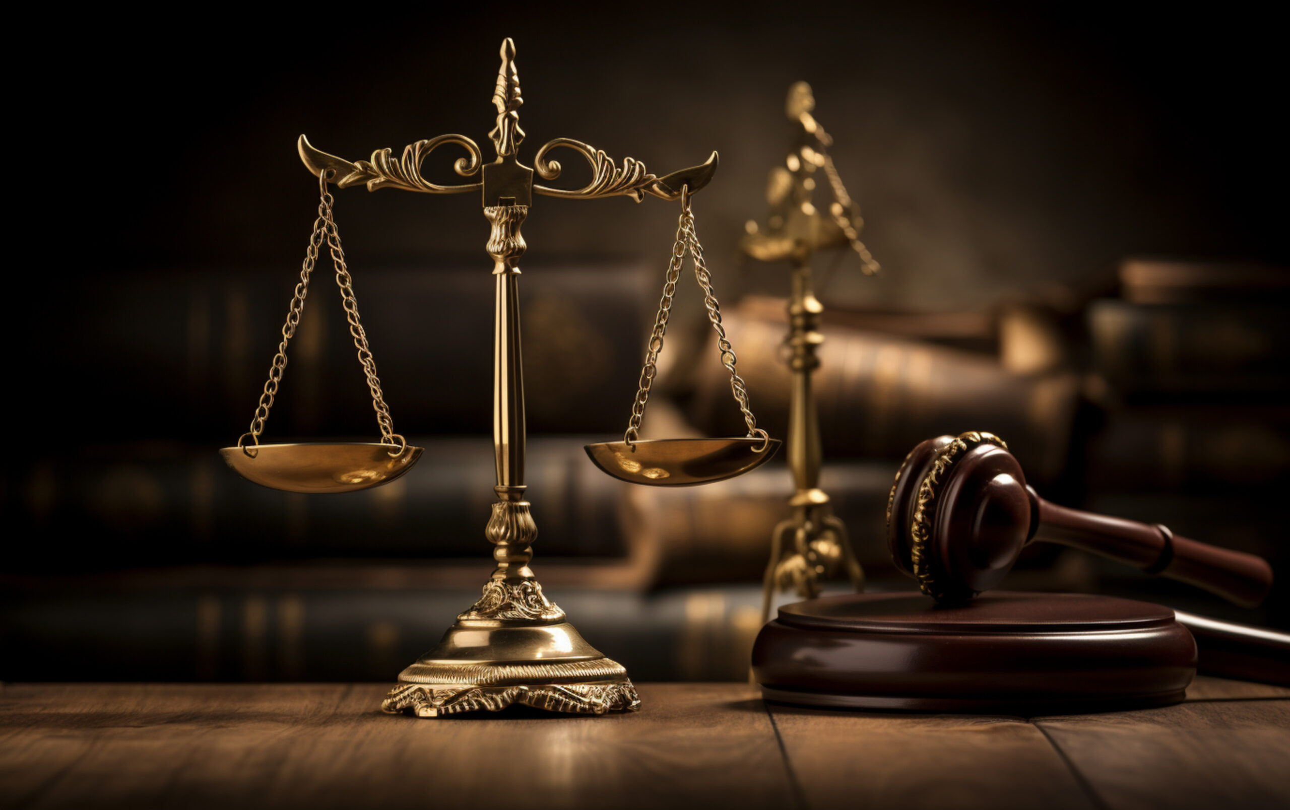 Balança da Justiça em ambiente jurídico